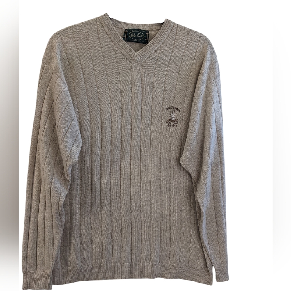 Vintage Peter Scott Scottish Wool Blend V Neck Golf Sweater Size L